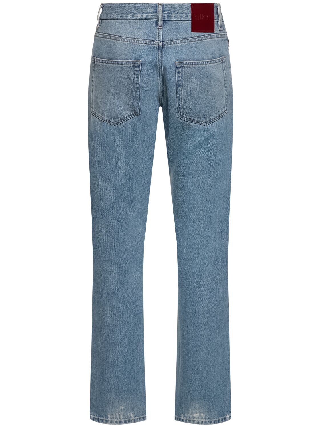 Shop Gucci New Tapered Cotton Denim Jeans In Blue