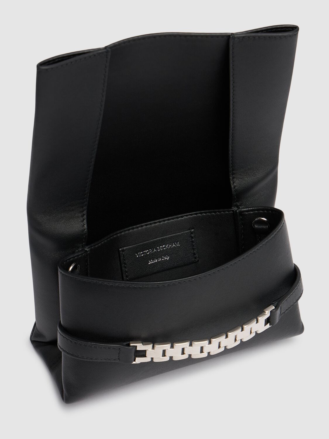 Shop Victoria Beckham Mini Chain Napa Leather Clutch In Black