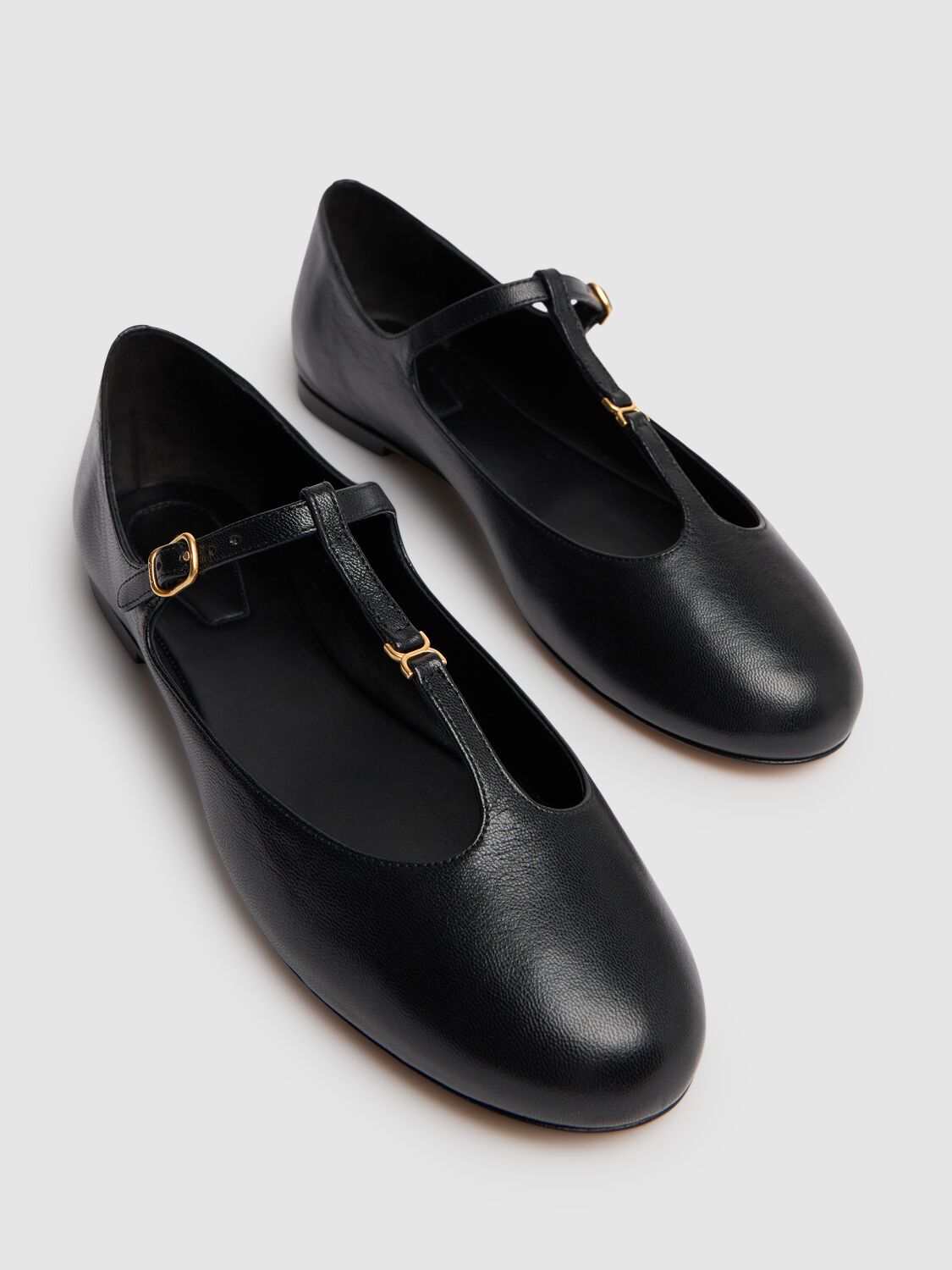 Shop Chloé 10mm Marcie Leather Mary Jane Flats In Black