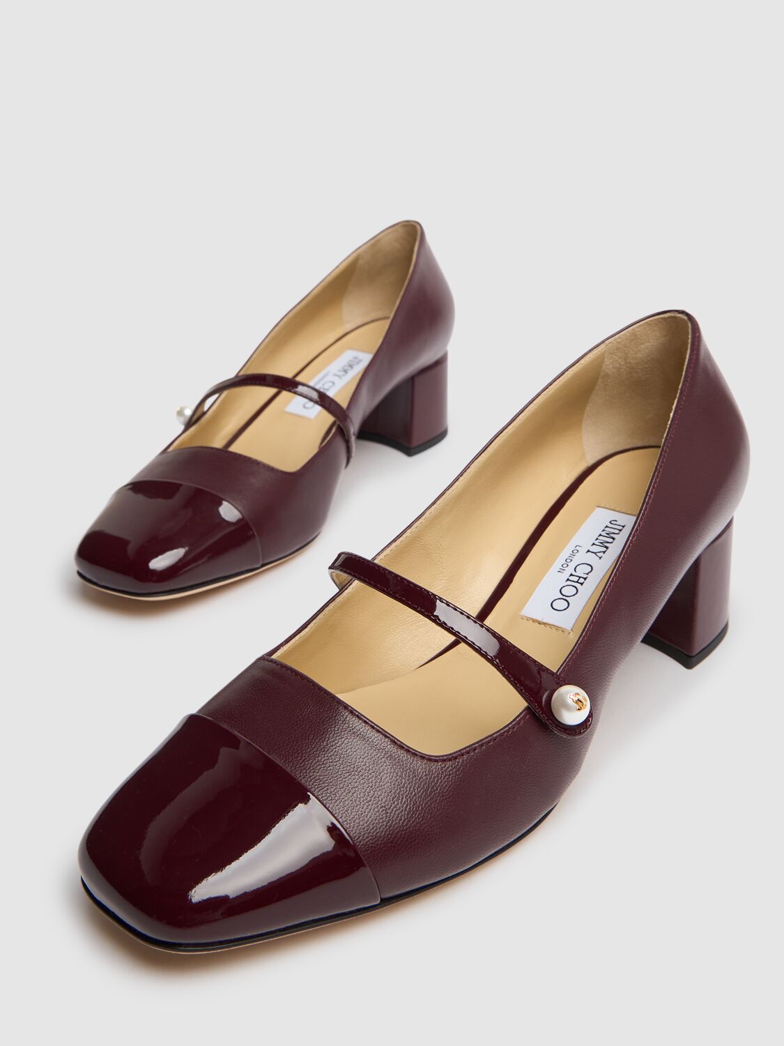 Shop Jimmy Choo 45mm Elisa Nappa Leather Pumps In Burgundy