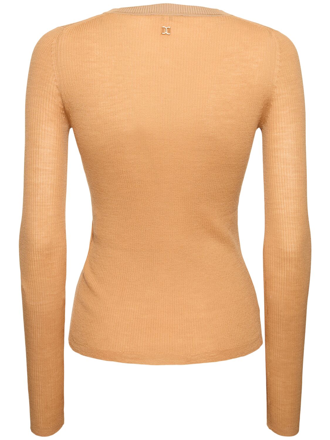 Shop Chloé Rib Knit Long Sleeve Top In Orange