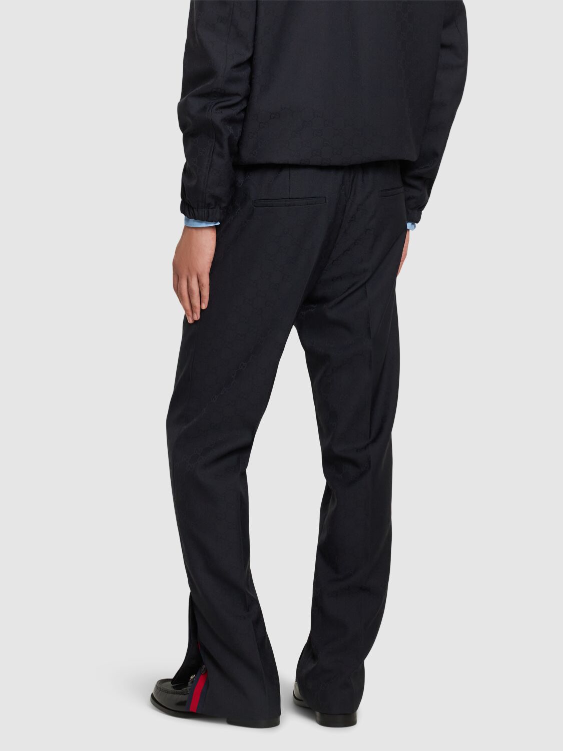 Shop Gucci Drawstring Tech Pants In Navy