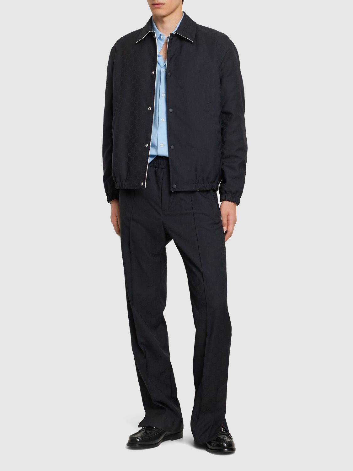 Shop Gucci Drawstring Tech Pants In Navy