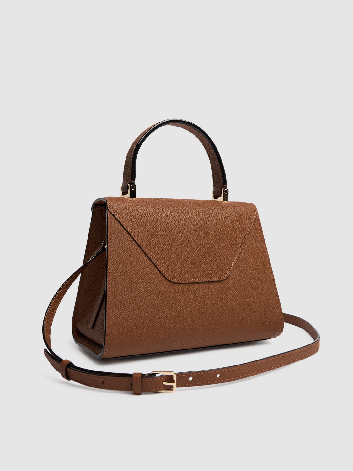 Shop Valextra Mini Iside Leather Top Handle Bag In Cioccolato