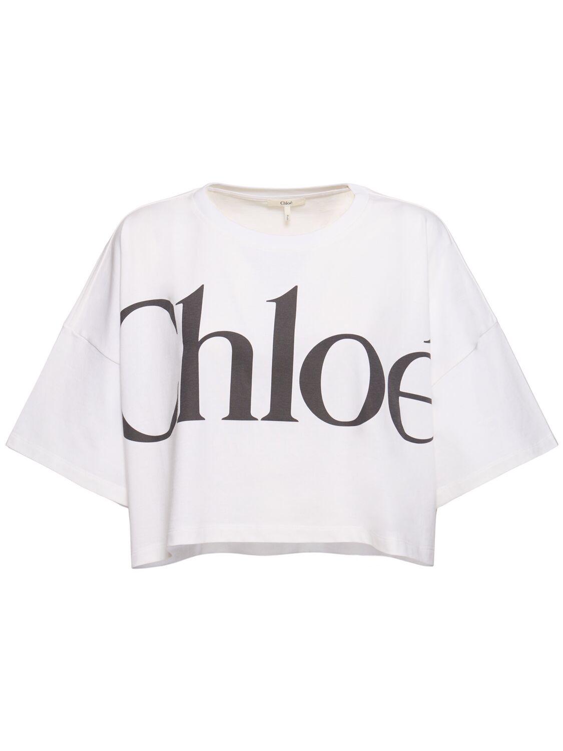 CHLOÉ CROPPED JERSEY LOGO T-SHIRT