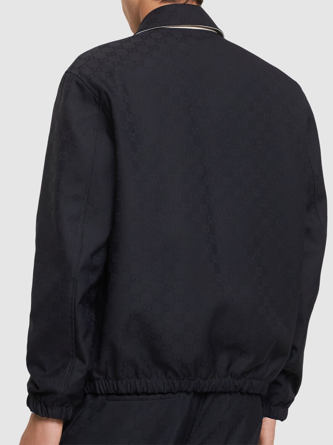 Shop Gucci Gg Cotton Jacket In Navy