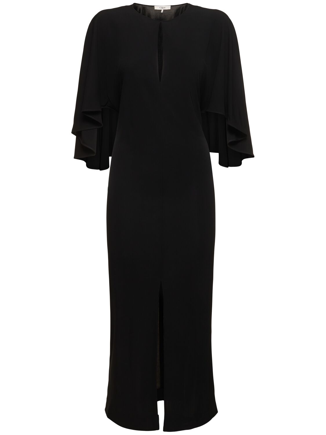 Shop Chloé 3/4 Sleeve Jersey Midi Dress In Black