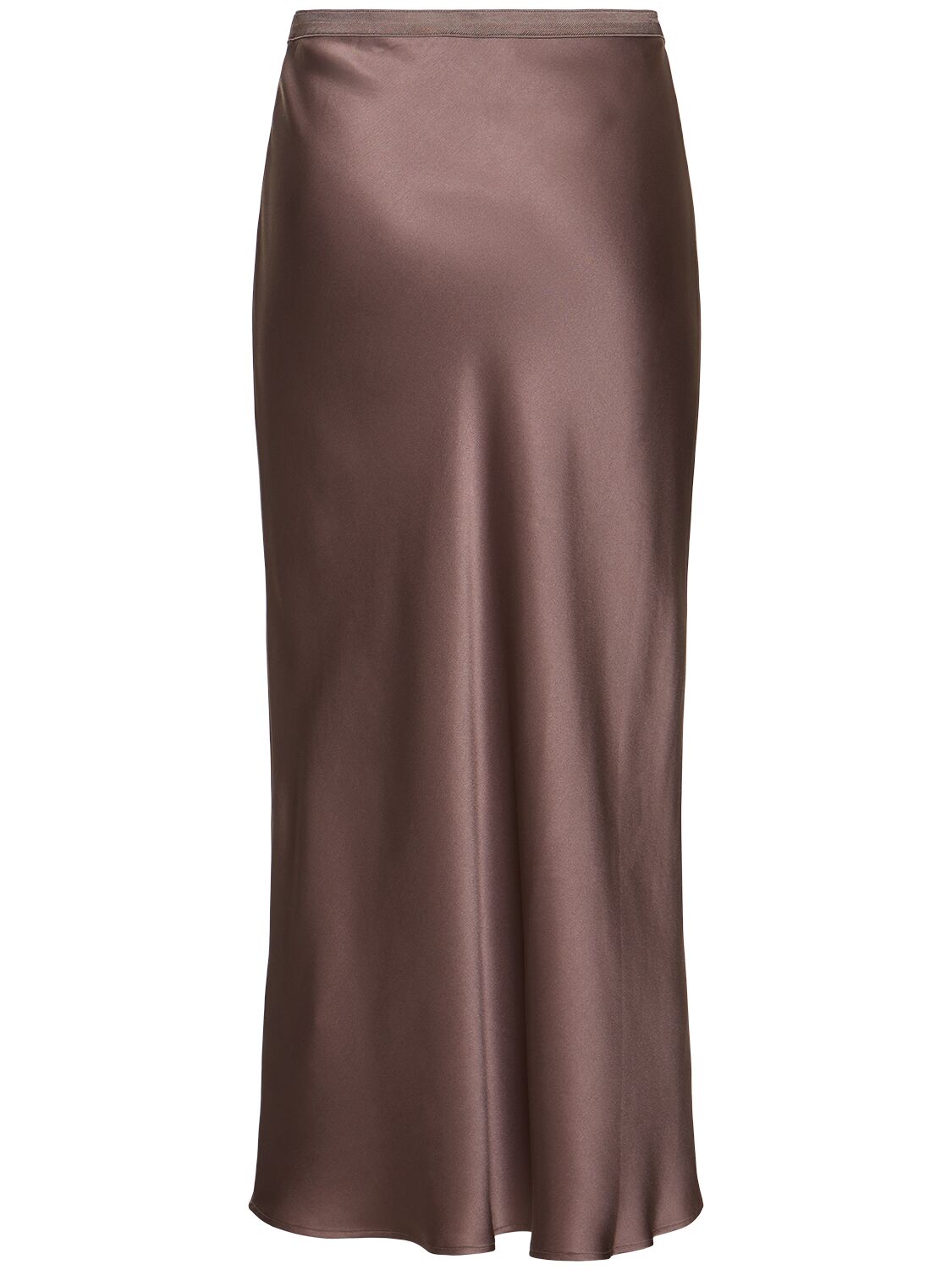 Shop Anine Bing Bar Silk Satin Midi Skirt In 棕色