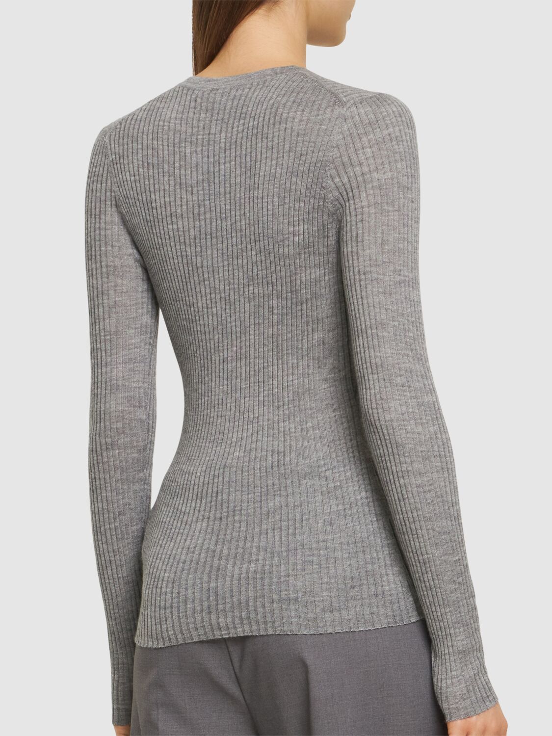 Shop Gabriela Hearst Browning Ribbed Cashmere & Silk Sweater In Grey