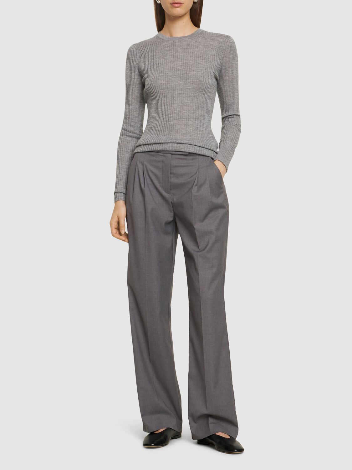 Shop Gabriela Hearst Browning Ribbed Cashmere & Silk Sweater In Grey