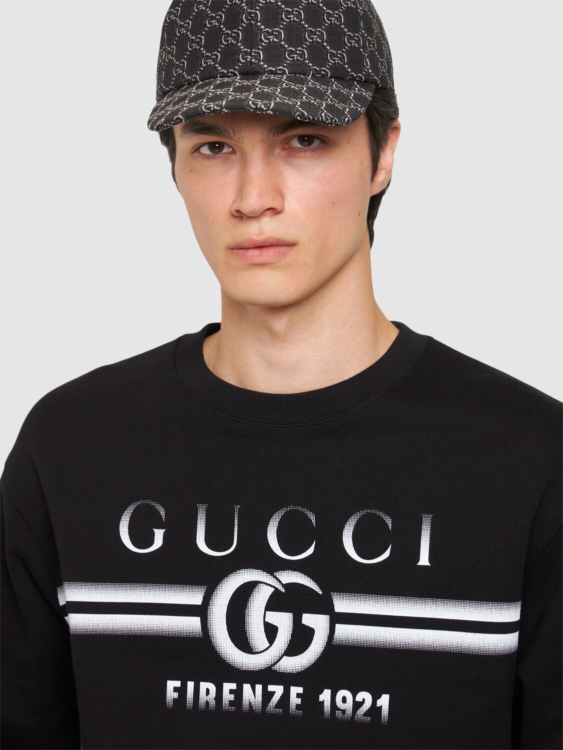 Shop Gucci Allover Gg Wool Baseball Cap In Grey/black