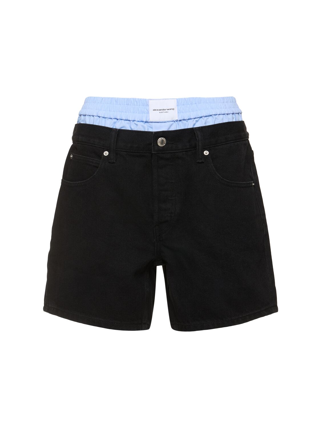 Alexander Wang Cotton Shorts W/boxers In 黑色