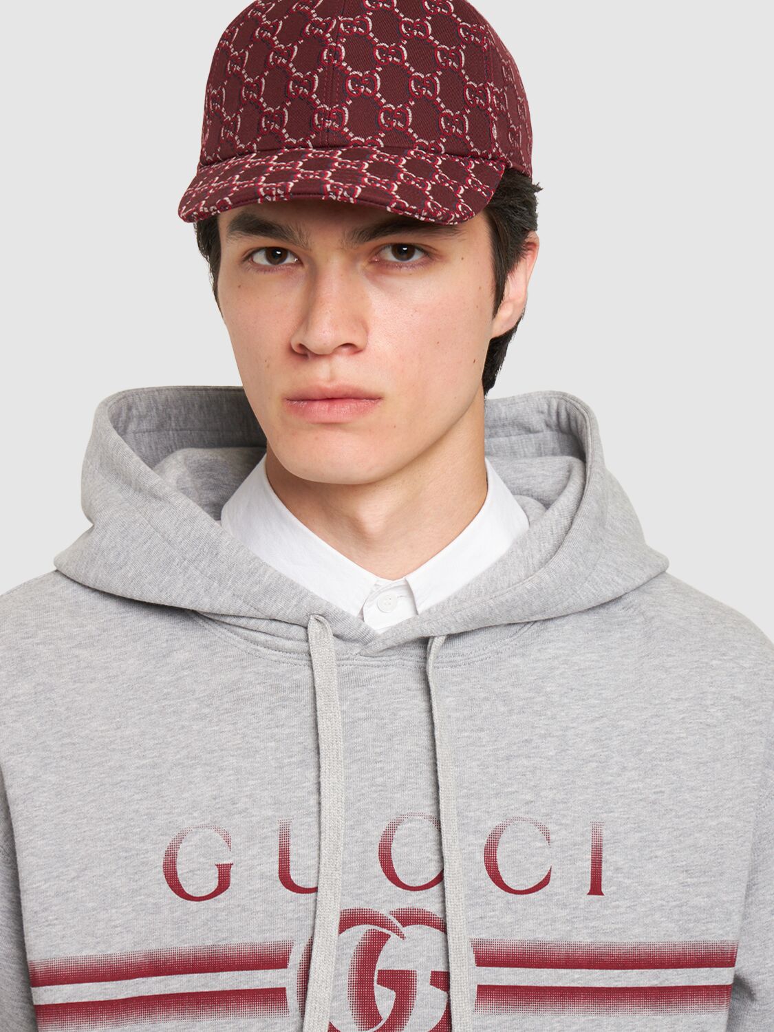 Shop Gucci Allover Gg Wool Baseball Cap In Red