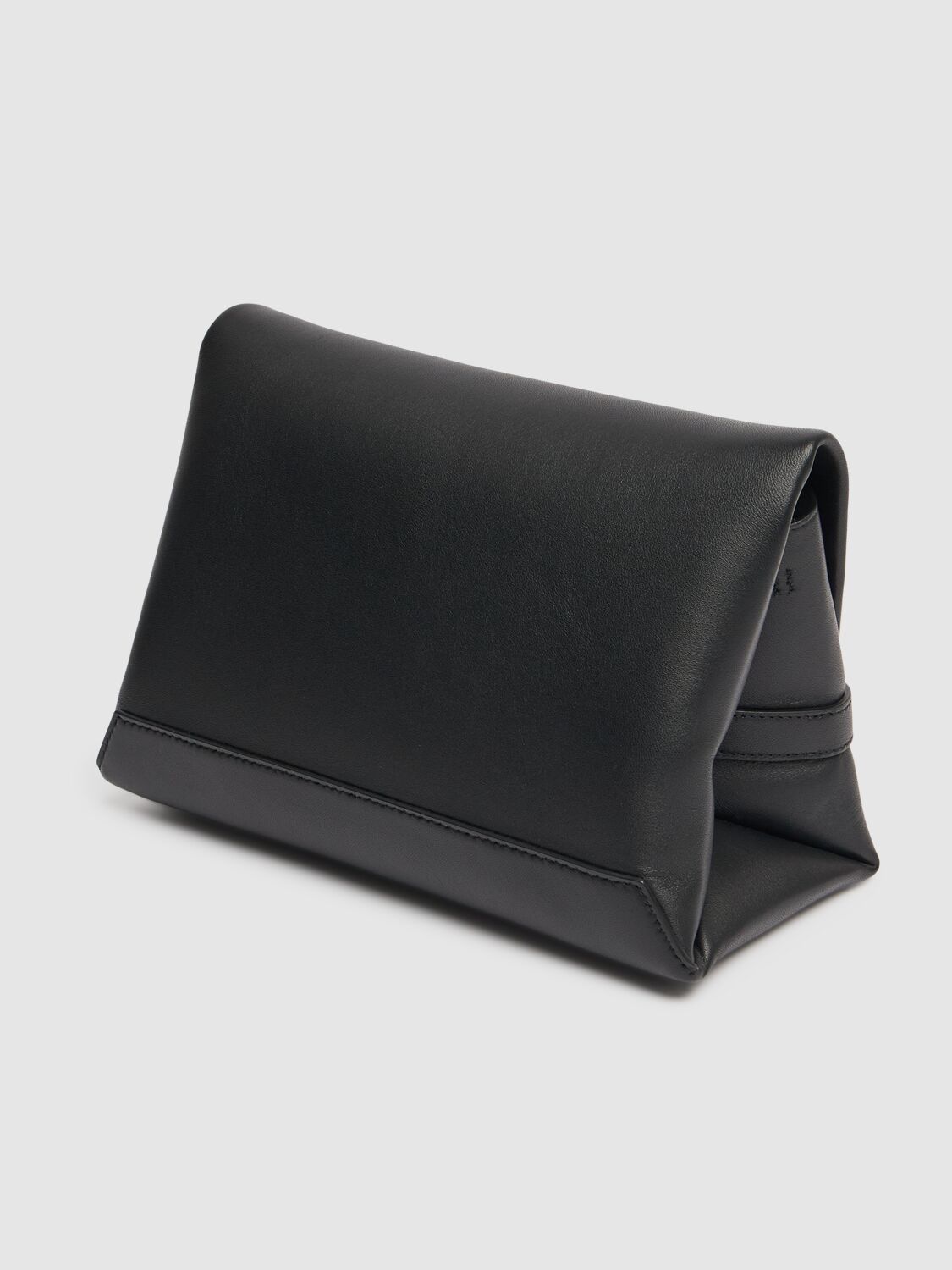 Shop Victoria Beckham Chain Brushed Leather Clutch In Black