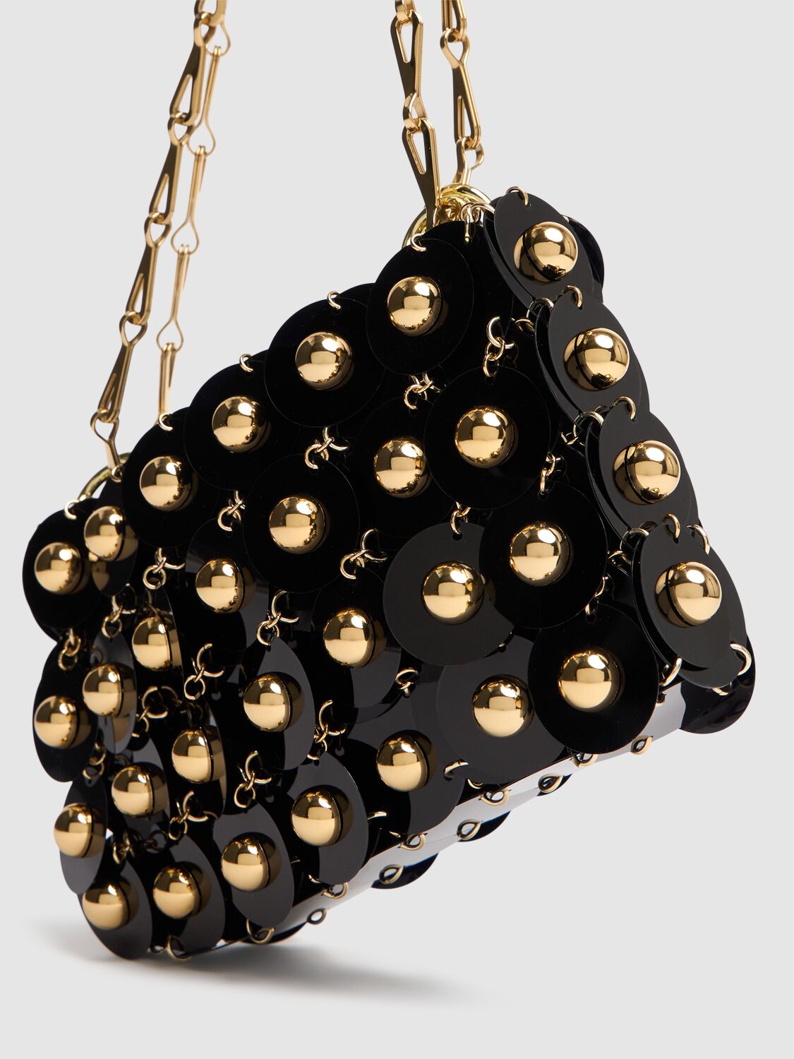 Shop Rabanne Sac À Main Semi Sfera Studs Shoulder Bag In 黑色/金色