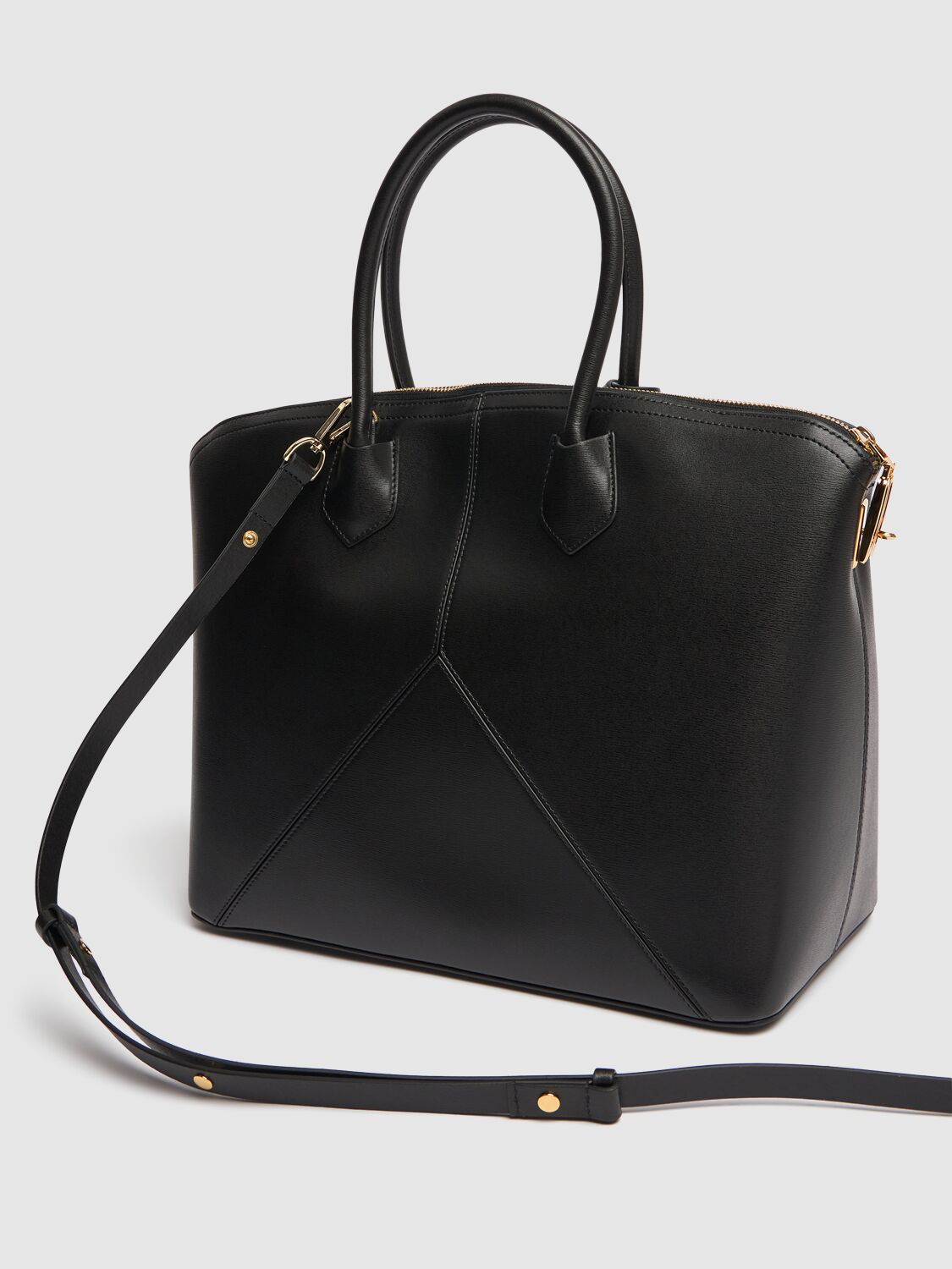 Shop Victoria Beckham The Victoria Palmellato Leather Tote Bag In Black