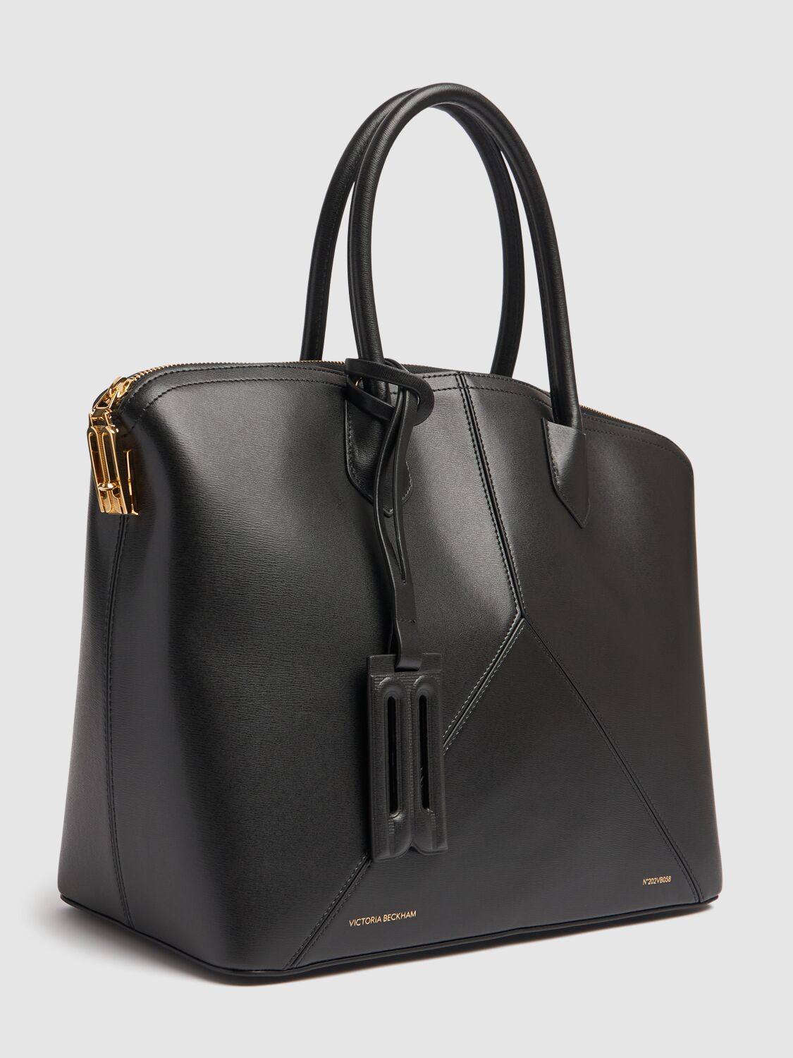 Shop Victoria Beckham The Victoria Palmellato Leather Tote Bag In Black