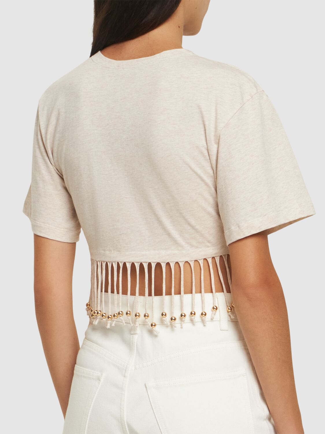 RABANNE EMBELLISHED CROP T-SHIRT 
