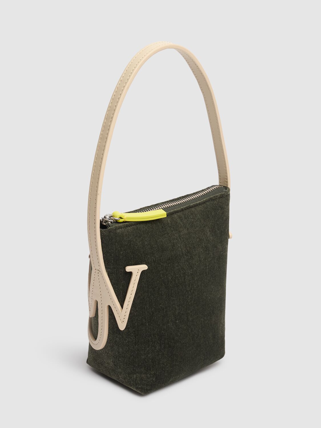 Shop Jw Anderson Mini Anchor Hobo Canvas Shoulder Bag In Khaki