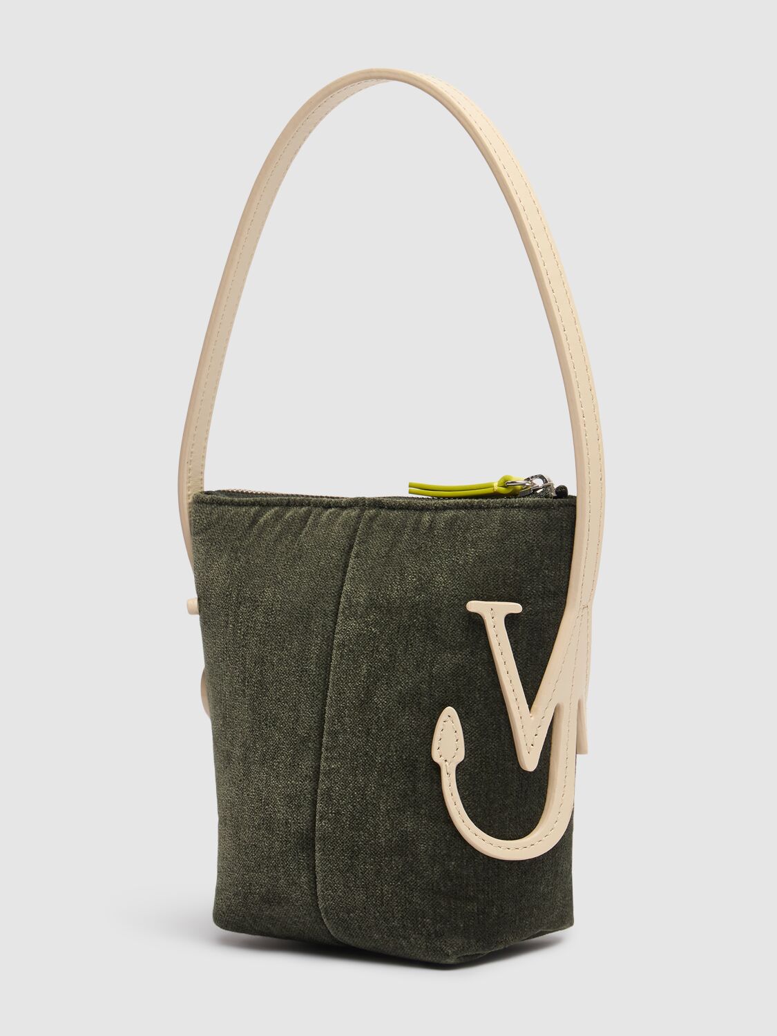 Shop Jw Anderson Mini Anchor Hobo Canvas Shoulder Bag In Khaki