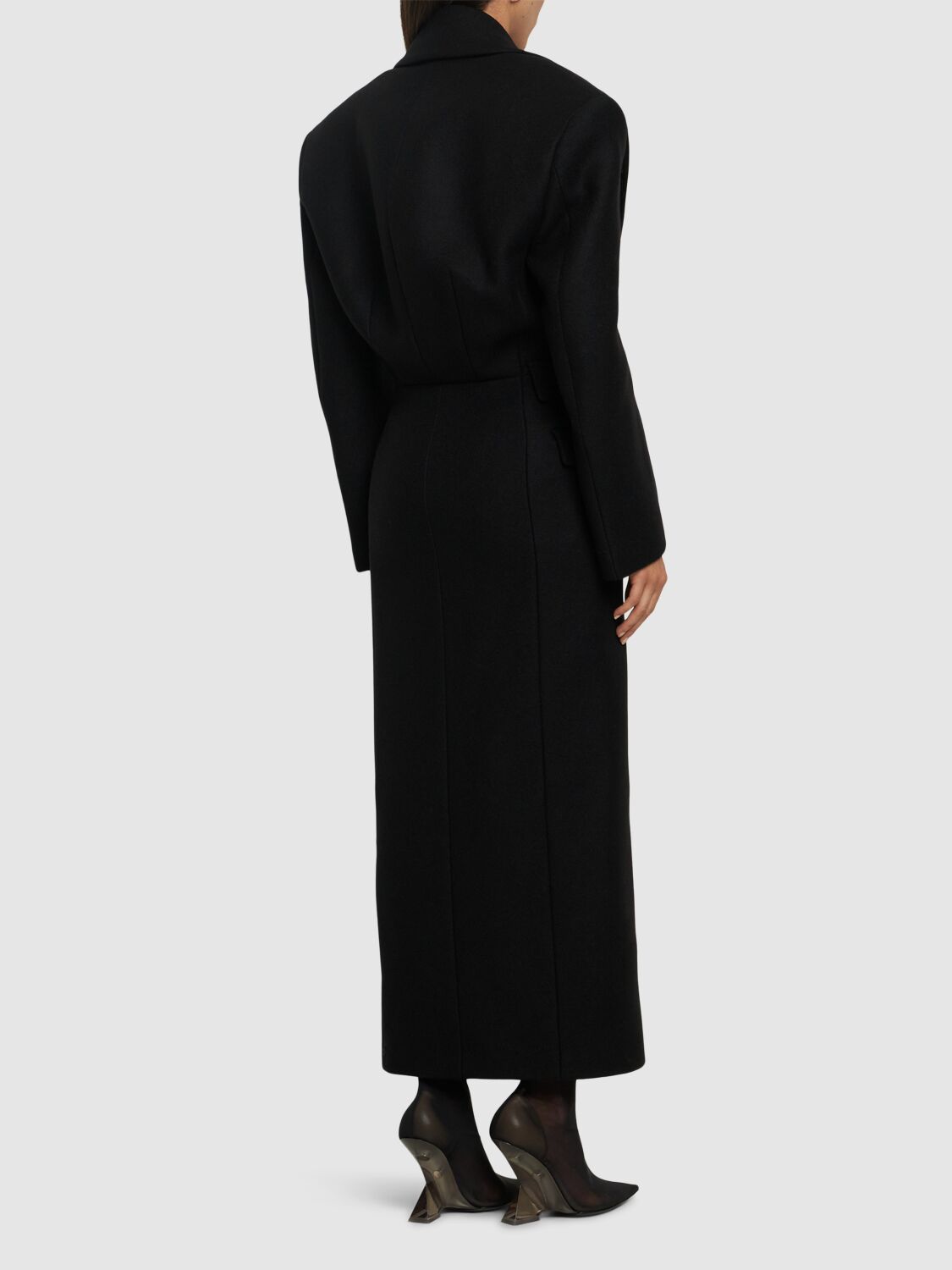 Shop Attico Buttoned Long Coat In Black