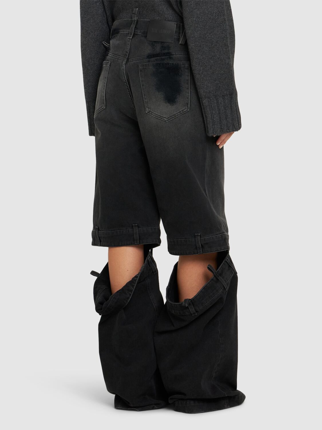 Shop Attico High Rise Wide Jeans W/cutouts In Black