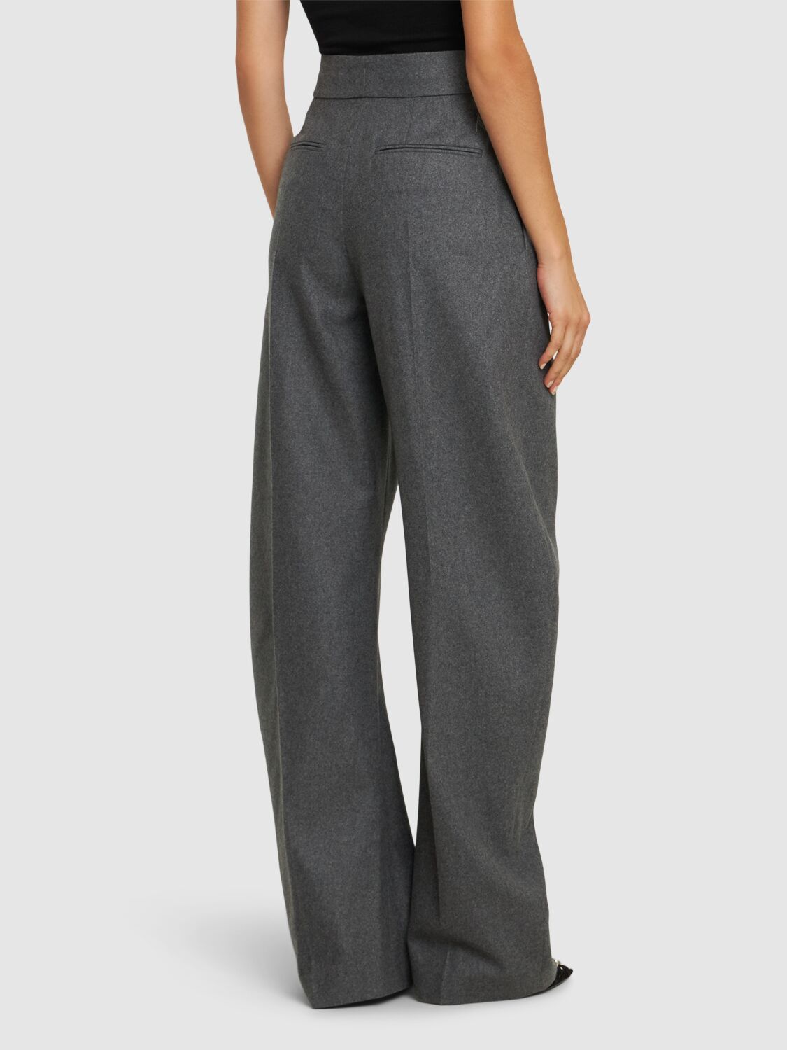 Shop Attico Formal Wool Blend Gabardine Pants In Grey