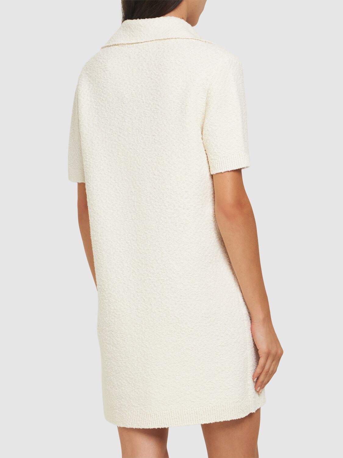 Shop Gucci Wool Blend Polo Dress In Ivory