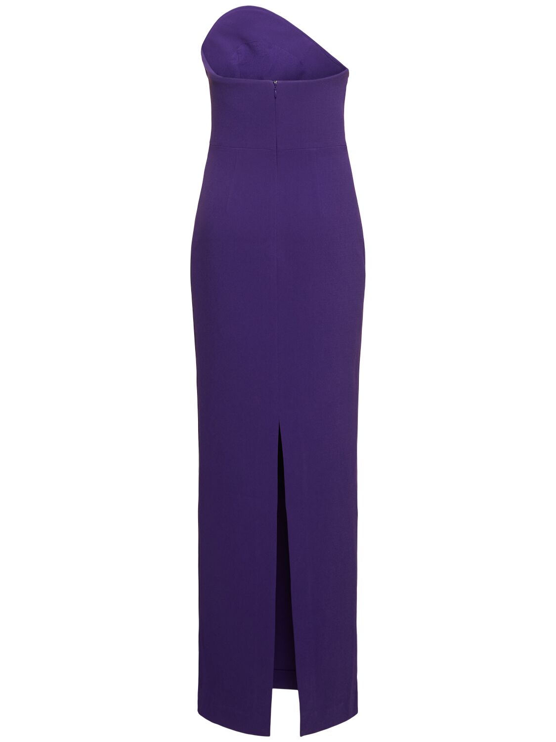 Shop Solace London Eve Strapless Woven Crepe Long Dress In Purple