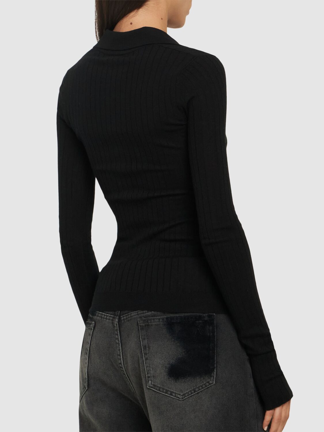Attico Ribbed Sweater Sweaters And Cardigans In Black