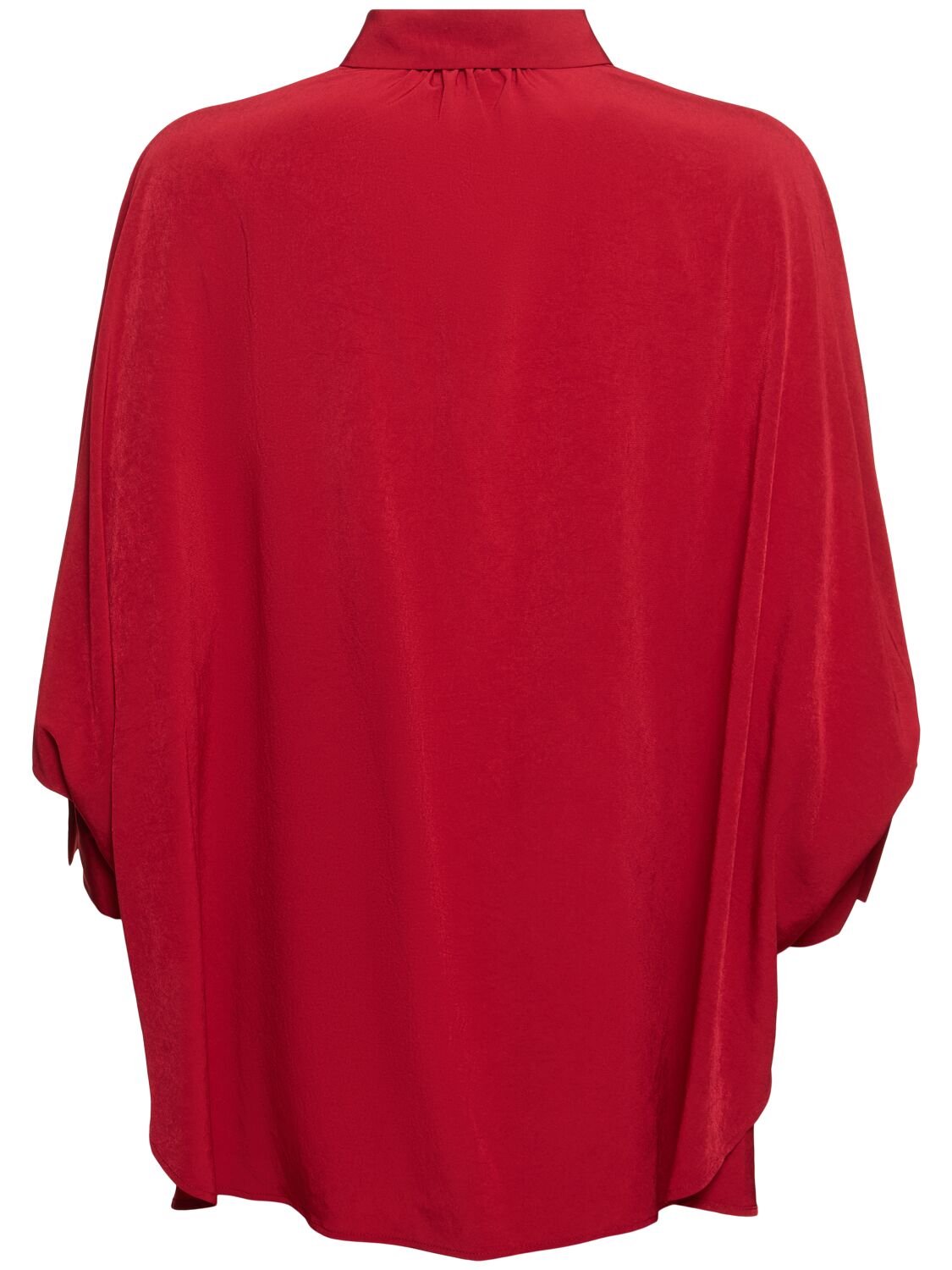 Shop Yohji Yamamoto Crepe De Chine Half Sleeve Cape Shirt In Red