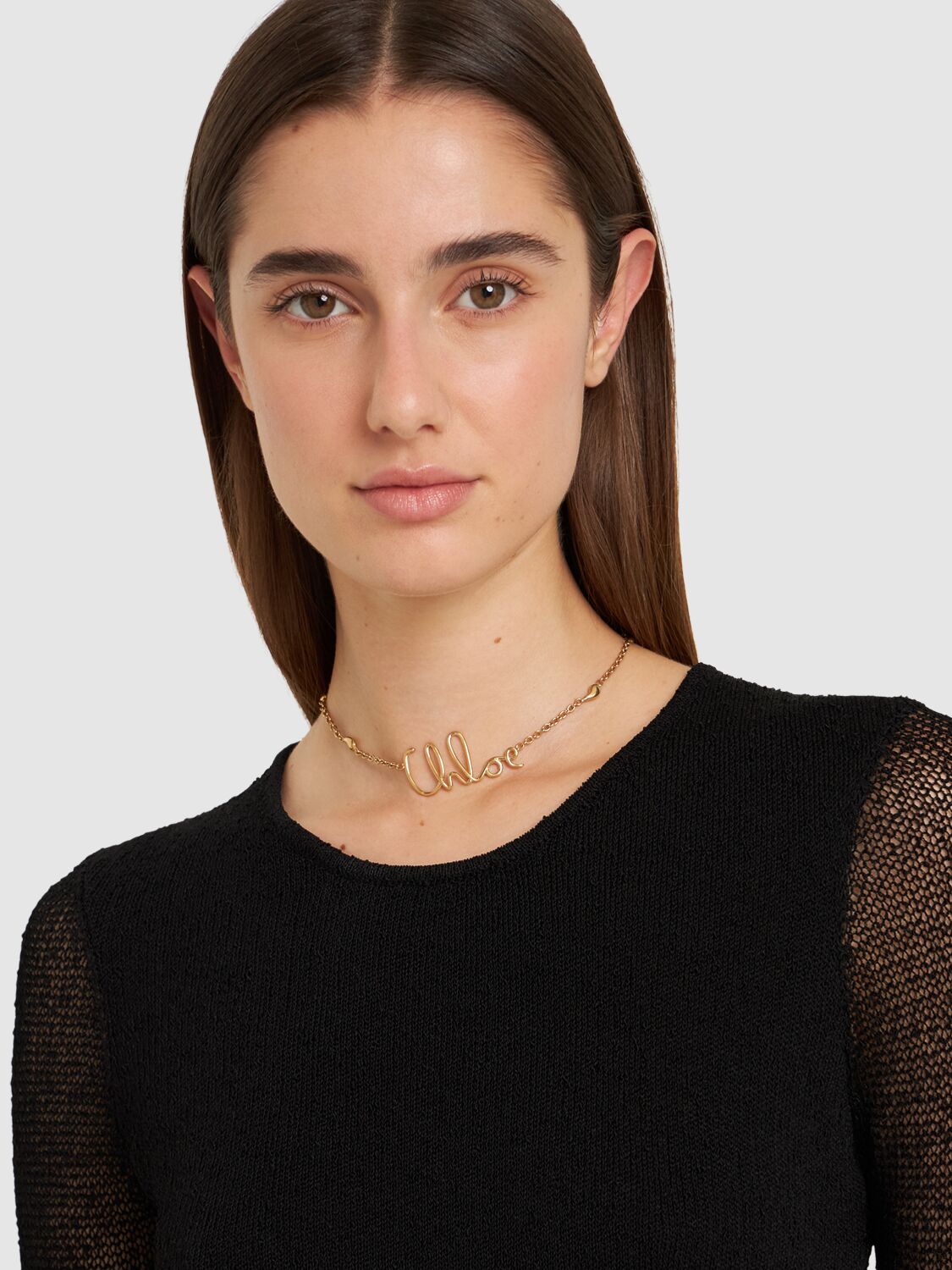 Shop Chloé C  Logo Necklace In Antique Gold