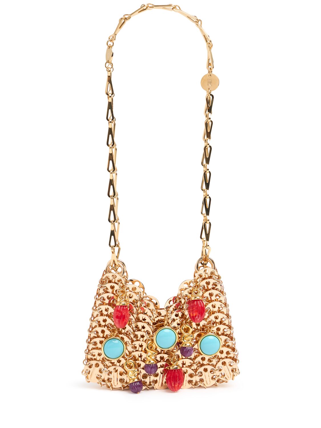 Rabanne Crystal Embellished Shoulder Bag In Gold