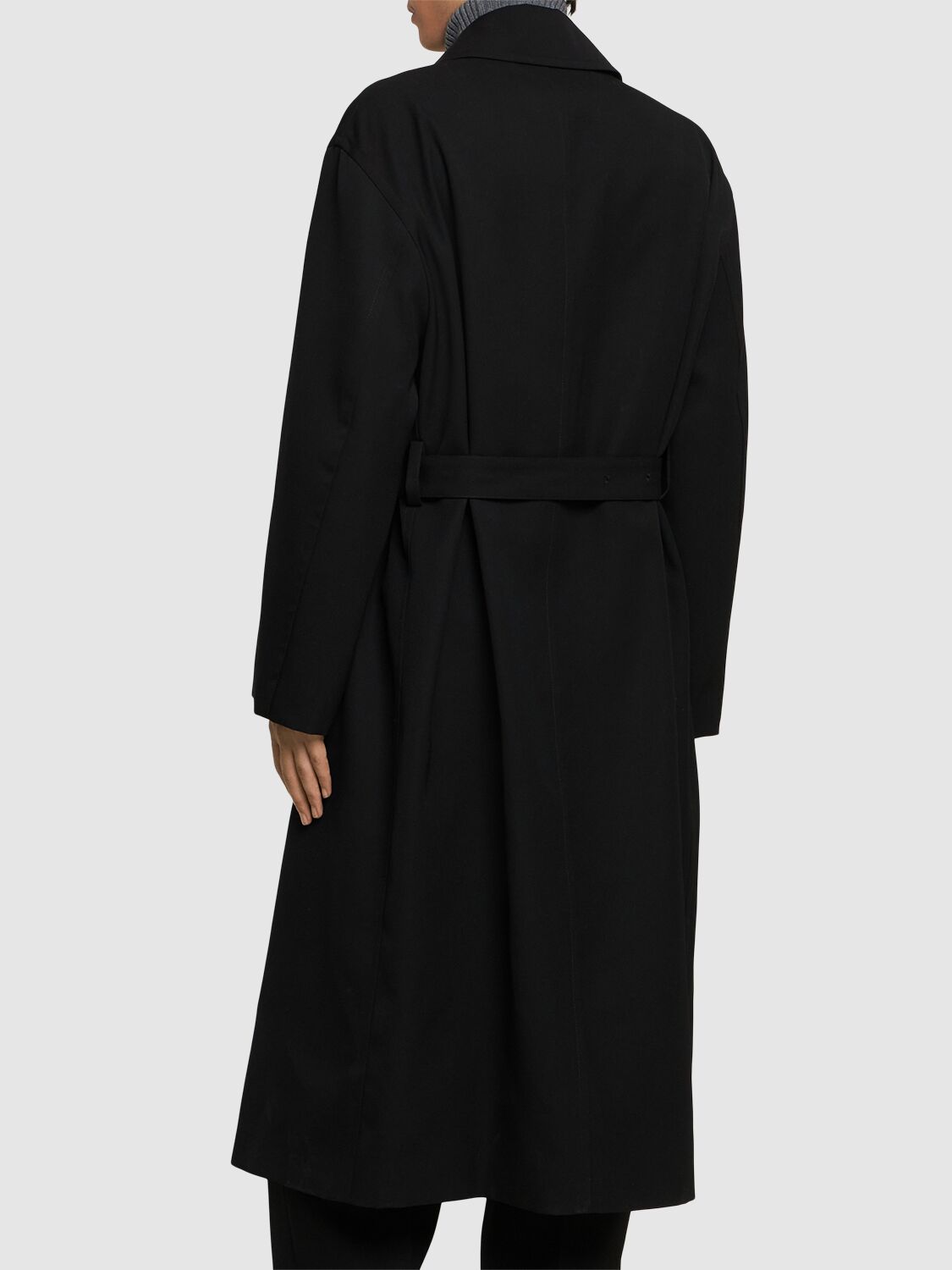 Shop Jil Sander Oversize Wool Gabardine Trench Coat In Black