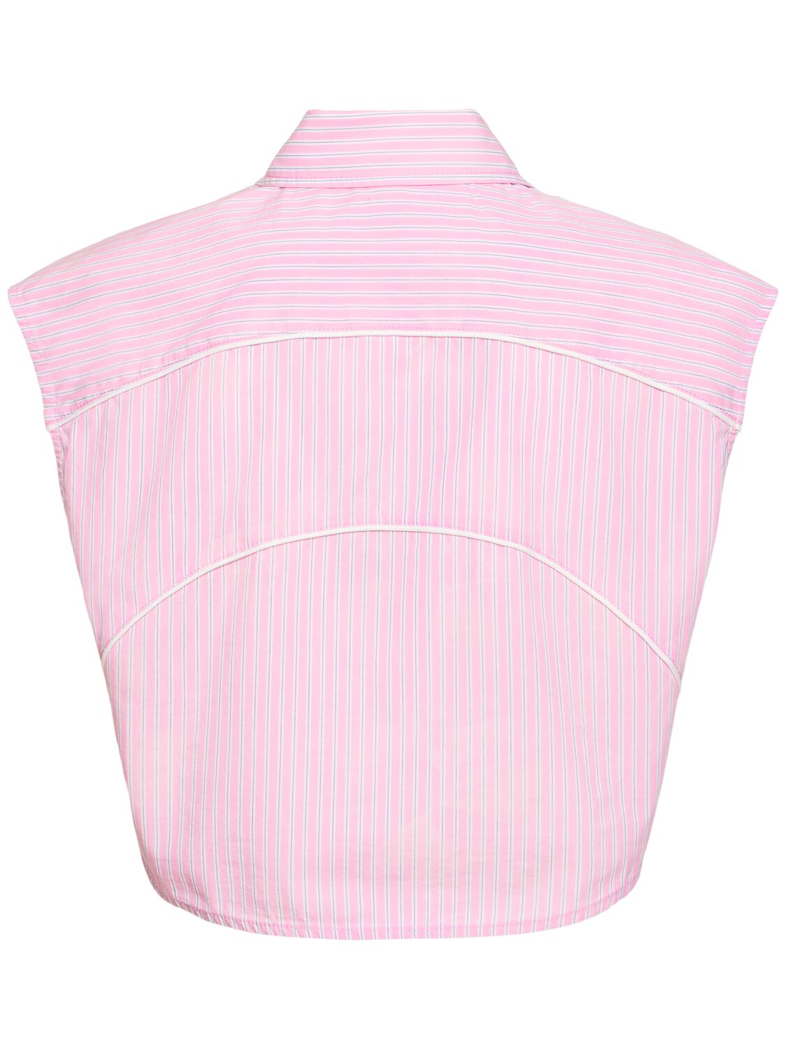 Shop Alexander Wang Cotton Poplin Button Down Crop Top In Pink/multi