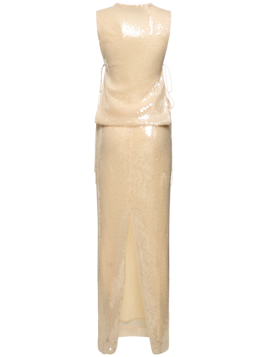 Shop Christopher Esber Sequined Long Dress In Gold