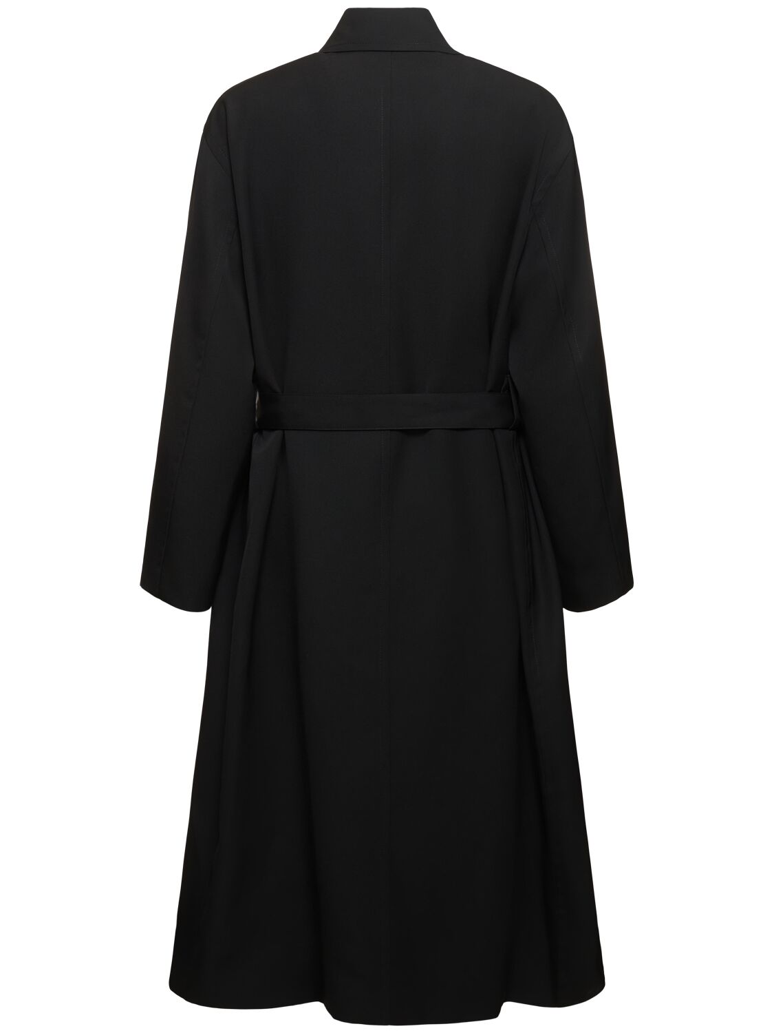 Shop Jil Sander Oversize Wool Gabardine Trench Coat In Black