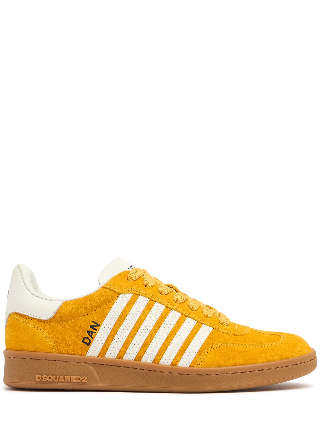 Shop Dsquared2 20mm Boxer Suede Sneakers In Ocre/white