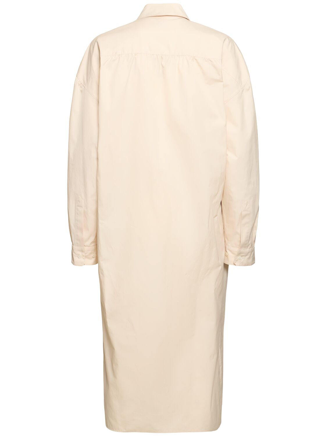 Shop Lemaire Heavy Poplin Twisted Midi Shirt Dress In Cream