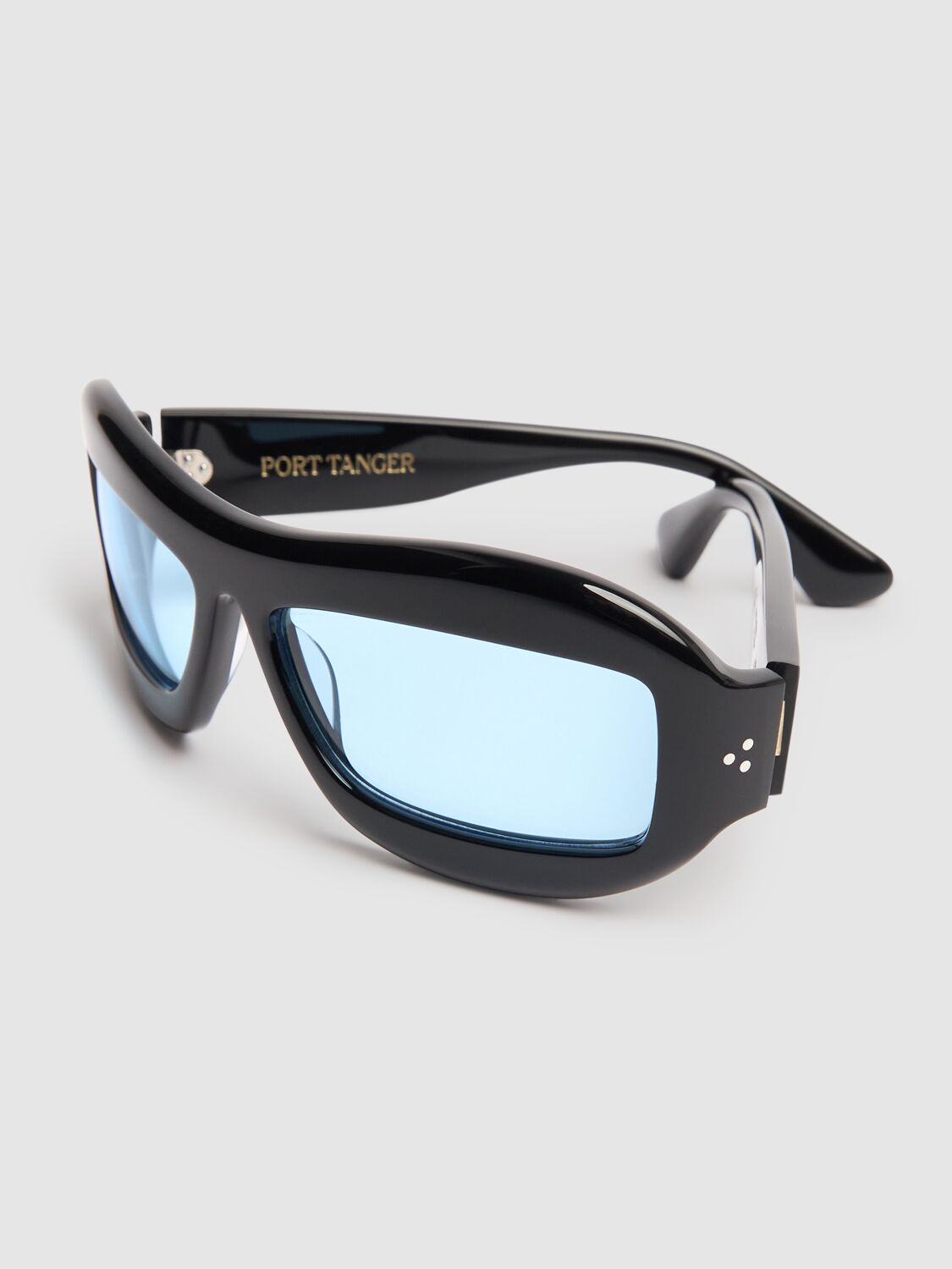 Shop Port Tanger Zarin Acetate Sunglasses W/rif Blue Lens In Black/blue