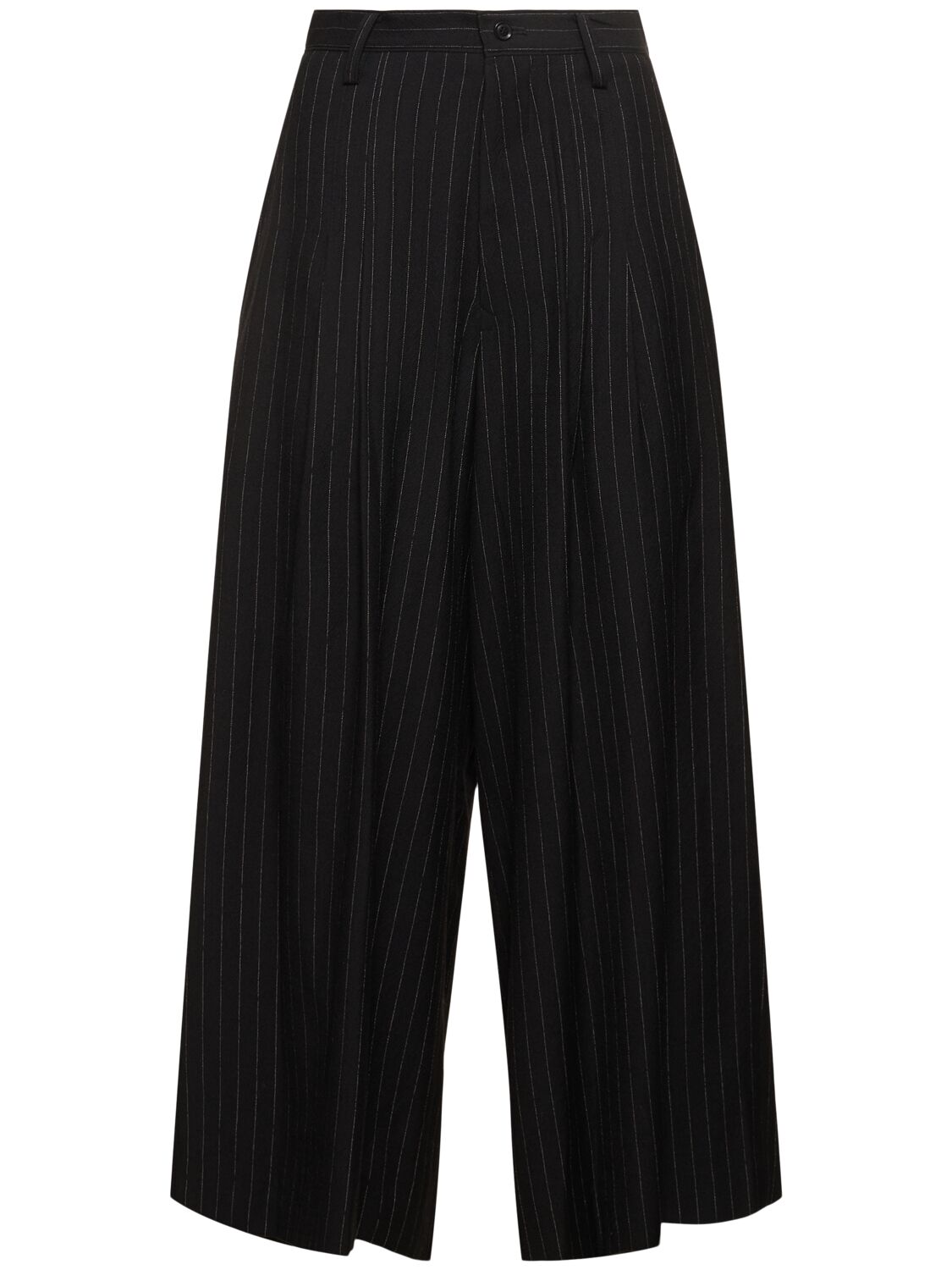 Pinstripe Wool Blend Wide Leg Pants