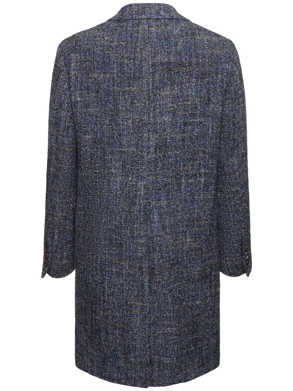 Shop Etro Wool Blend Single Breasted Coat In Blue