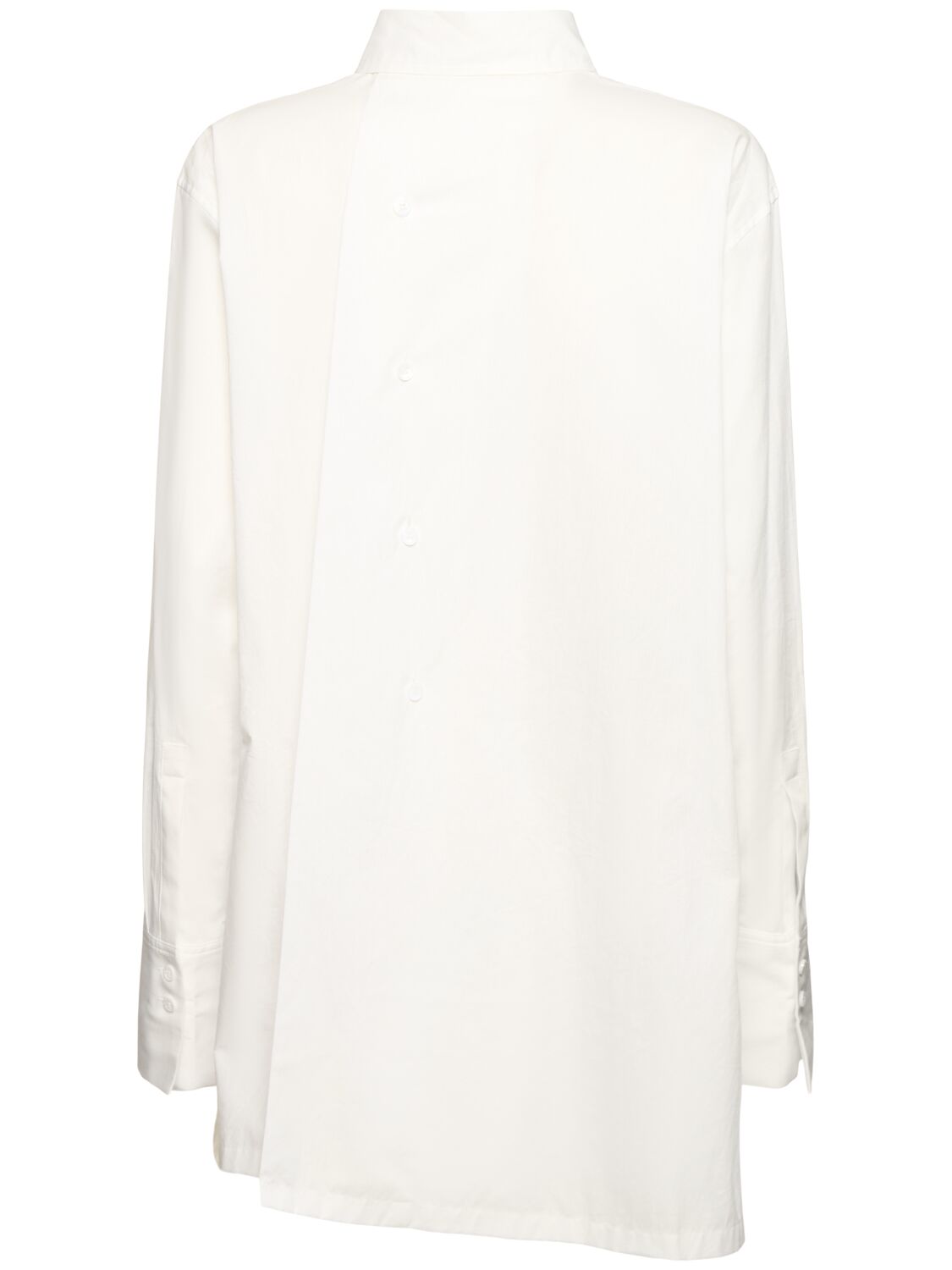 Shop Yohji Yamamoto Asymmetric Cotton Poplin Shirt In White