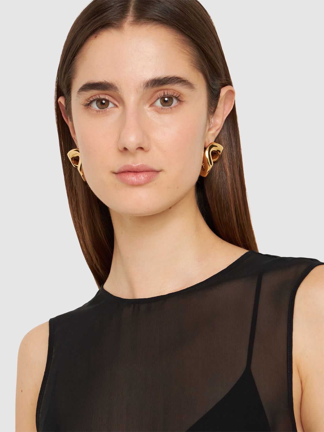 Shop Jil Sander Large Hoop Stud Earrings In Gold