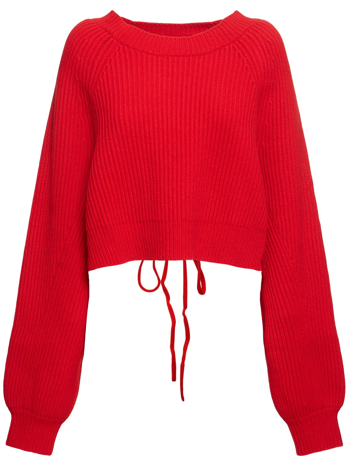 Wool Blend Rib Knit Cropped Sweater