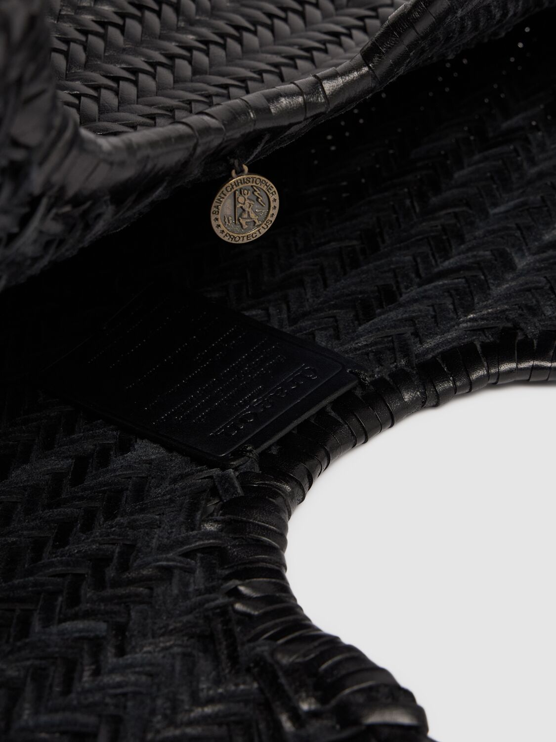 Dragon Diffusion Big Nantucket Woven Leather Basket Bag In Black