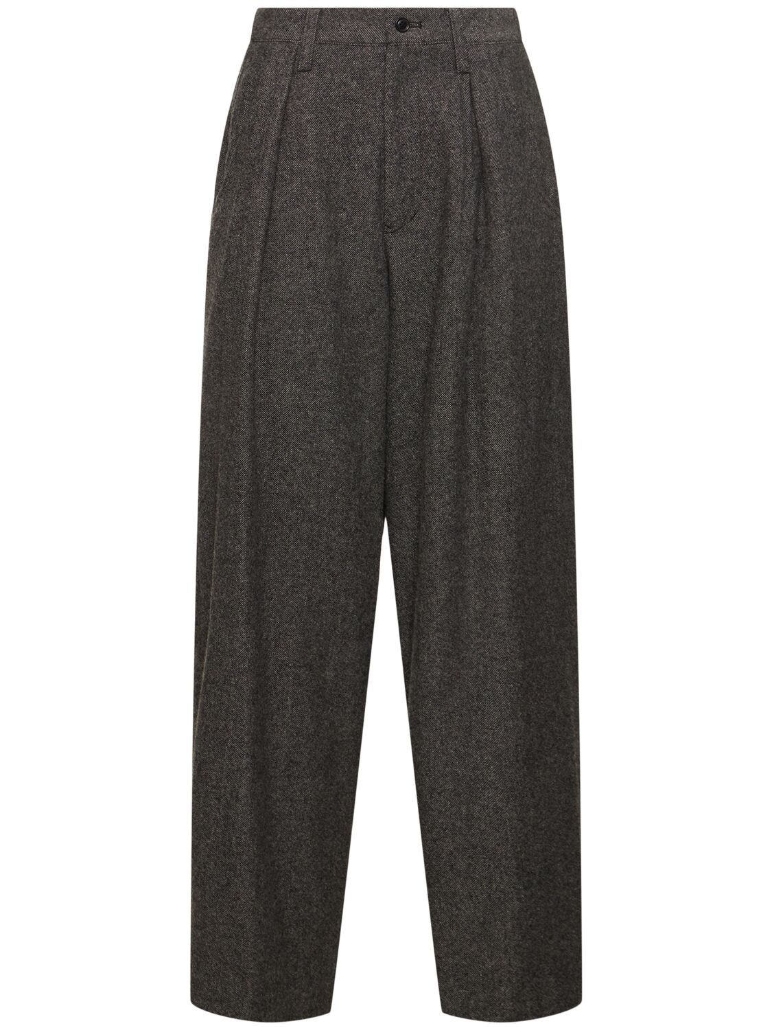 Yohji Yamamoto Flannel Wide Leg Pants In Grey