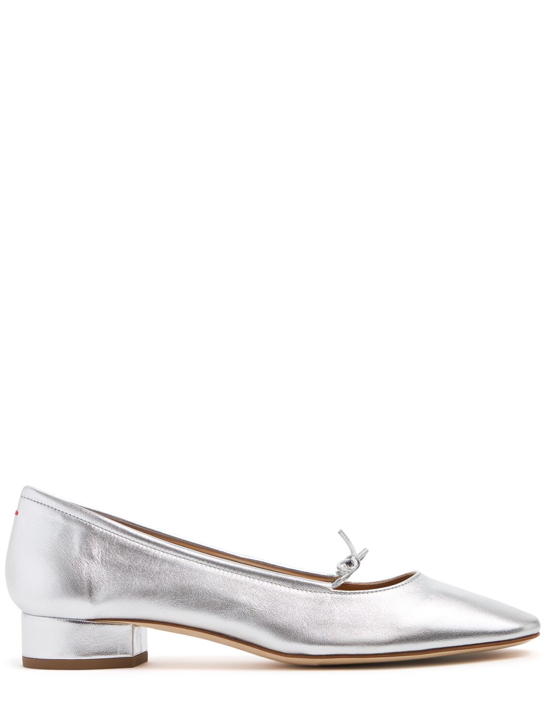 Shop Aeyde 25mm Darya Leather Ballerina Pumps In Silver