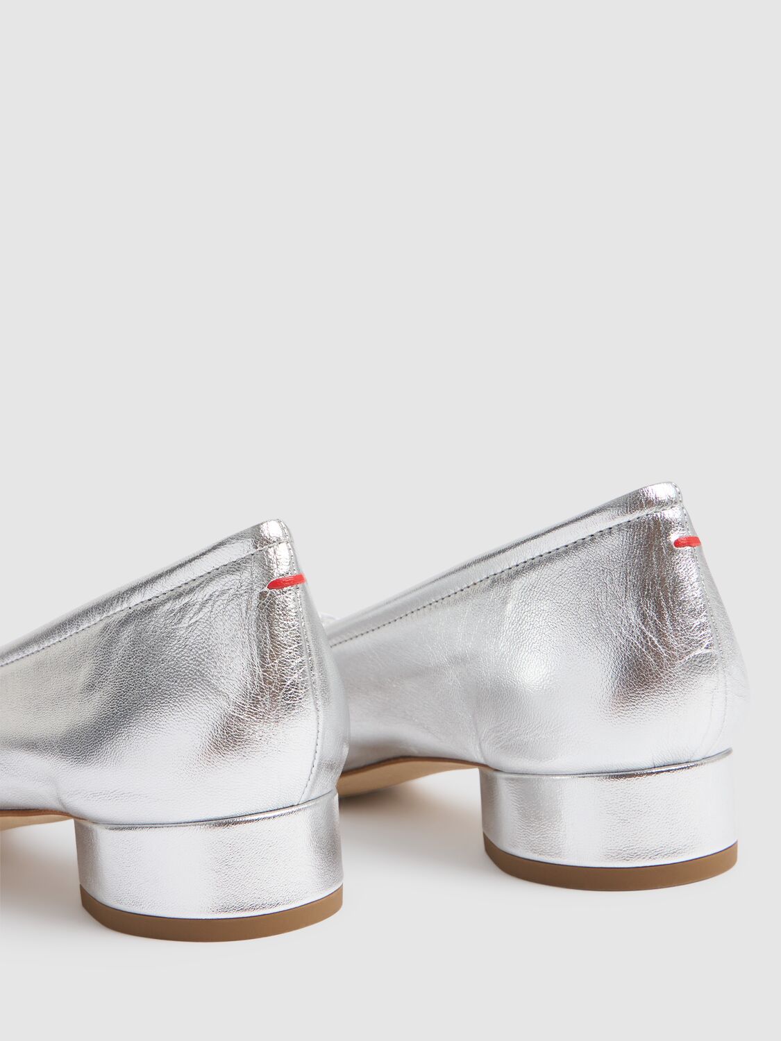 Shop Aeyde 25mm Darya Leather Ballerina Pumps In Silver