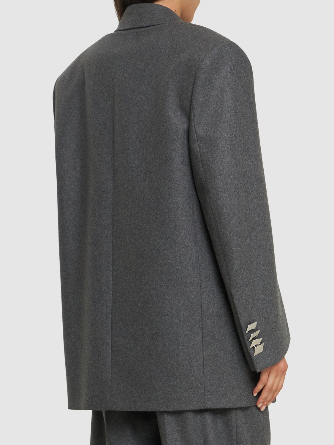 Shop Attico Gabardine Blazer In Grey